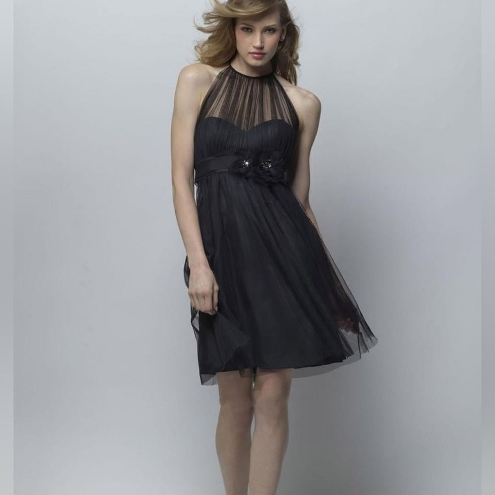 Ever Pretty Black Halter Prom Dress with Floral Waist